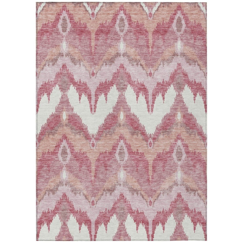 HomeRoots 9' Ikat Area Rug in Blush Mauve and Ivory - Durable, Washable, Stylish for Indoor and Outdoor Spaces 9' X 12' 584330