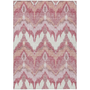 HomeRoots 9' Ikat Area Rug in Blush Mauve and Ivory - Durable, Washable, Stylish for Indoor and Outdoor Spaces 9' X 12' 584330