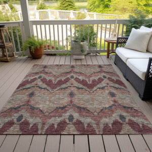 Homeroots 3' Artichoke Green And Beige Ikat Washable Area Rug - Perfect For Indoor And Outdoor Spaces 3' X 5' Polyester 584332