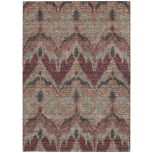 Homeroots 3' Artichoke Green And Beige Ikat Washable Area Rug - Perfect For Indoor And Outdoor Spaces 5' X 8' Polyester 584333
