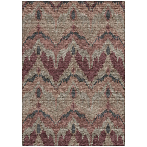 Homeroots 3' Artichoke Green And Beige Ikat Washable Area Rug - Perfect For Indoor And Outdoor Spaces 5' X 8' Polyester 584333
