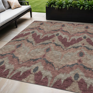 Homeroots 3' Artichoke Green And Beige Ikat Washable Area Rug - Perfect For Indoor And Outdoor Spaces 5' X 8' Polyester 584333