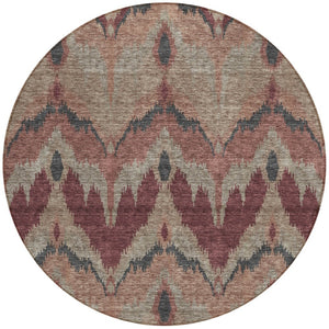 Homeroots 3' Artichoke Green And Beige Ikat Washable Area Rug - Perfect For Indoor And Outdoor Spaces 8' Round Polyester 584334
