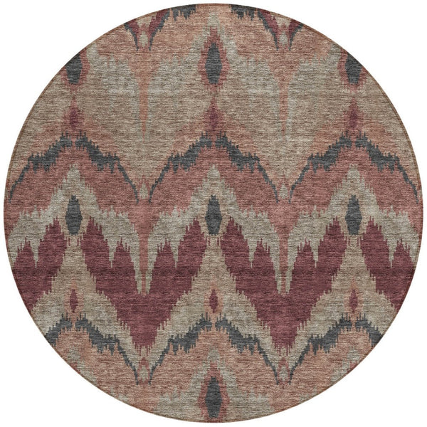 Homeroots 3' Artichoke Green And Beige Ikat Washable Area Rug - Perfect For Indoor And Outdoor Spaces 8' Round Polyester 584334