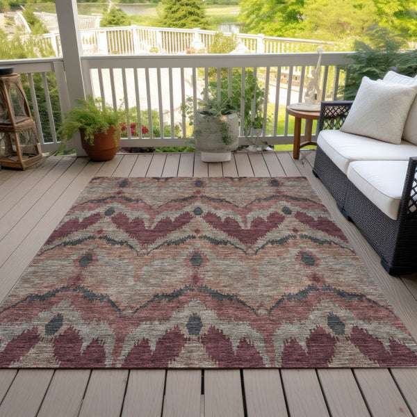 Homeroots 3' Artichoke Green And Beige Ikat Washable Area Rug - Perfect For Indoor And Outdoor Spaces 8' X 10' Polyester 584335