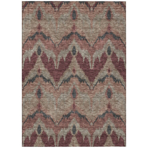 HomeRoots 9' Ikat Washable Indoor Outdoor Area Rug - Durable Burgundy Beige Charcoal Design for Any Space 9' X 12' 584336