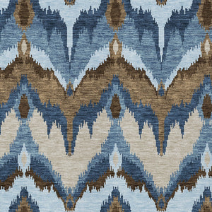 Homeroots 3' Artichoke Green And Beige Ikat Washable Area Rug - Perfect For Indoor And Outdoor Spaces 3' X 5' Polyester 584338