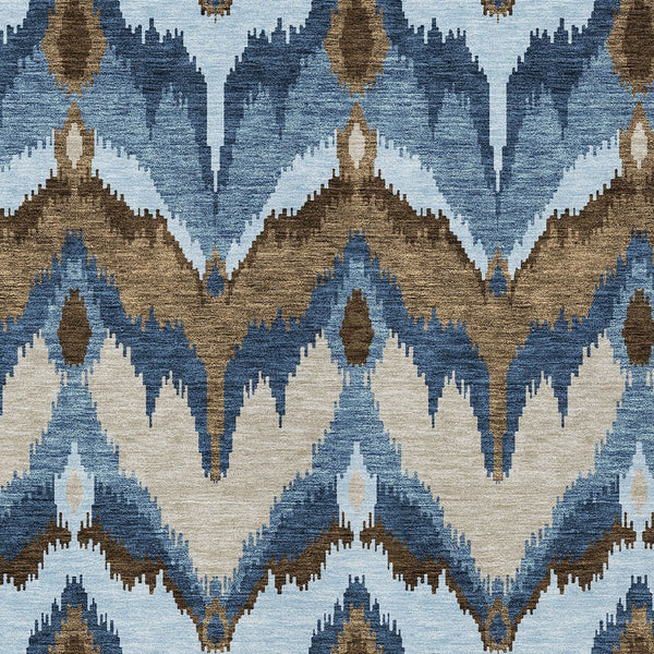 Homeroots 3' Artichoke Green And Beige Ikat Washable Area Rug - Perfect For Indoor And Outdoor Spaces 3' X 5' Polyester 584338