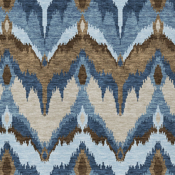 Homeroots 3' Artichoke Green And Beige Ikat Washable Area Rug - Perfect For Indoor And Outdoor Spaces 5' X 8' Polyester 584339