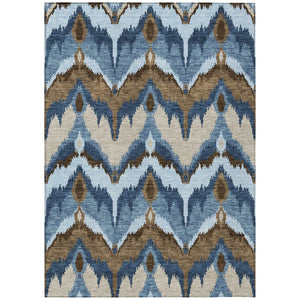HomeRoots 9' Durable Denim and Sky Blue Ikat Area Rug - Stylish, Washable Design for Indoor and Outdoor Spaces 9' X 12' 584342