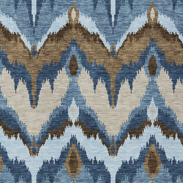 Homeroots 3' Artichoke Green And Beige Ikat Washable Area Rug - Perfect For Indoor And Outdoor Spaces 9' X 12' Polyester 584342