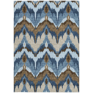 Homeroots 3' Artichoke Green And Beige Ikat Washable Area Rug - Perfect For Indoor And Outdoor Spaces 10' X 14' Polyester 584343