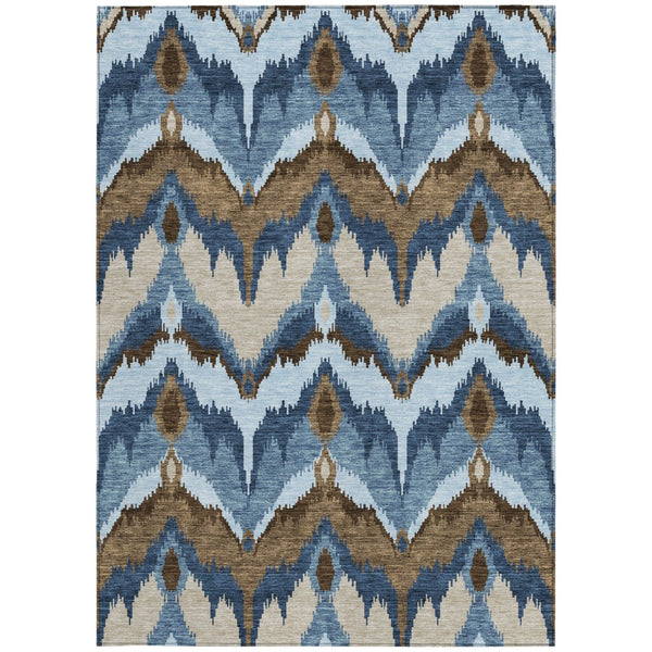 Homeroots 3' Artichoke Green And Beige Ikat Washable Area Rug - Perfect For Indoor And Outdoor Spaces 10' X 14' Polyester 584343