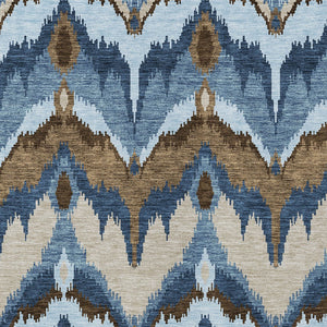 Homeroots 3' Artichoke Green And Beige Ikat Washable Area Rug - Perfect For Indoor And Outdoor Spaces 10' X 14' Polyester 584343