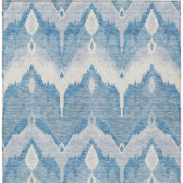 Homeroots 3' Artichoke Green And Beige Ikat Washable Area Rug - Perfect For Indoor And Outdoor Spaces 5' X 8' Polyester 584345