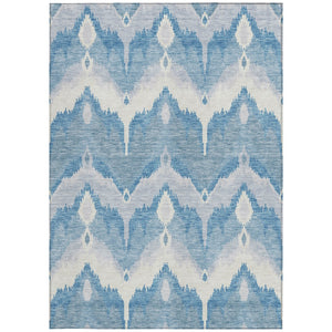 Homeroots 3' Artichoke Green And Beige Ikat Washable Area Rug - Perfect For Indoor And Outdoor Spaces 8' X 10' Polyester 584347