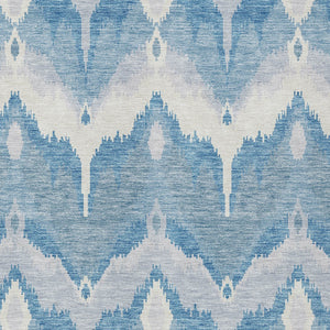 Homeroots 3' Artichoke Green And Beige Ikat Washable Area Rug - Perfect For Indoor And Outdoor Spaces 8' X 10' Polyester 584347