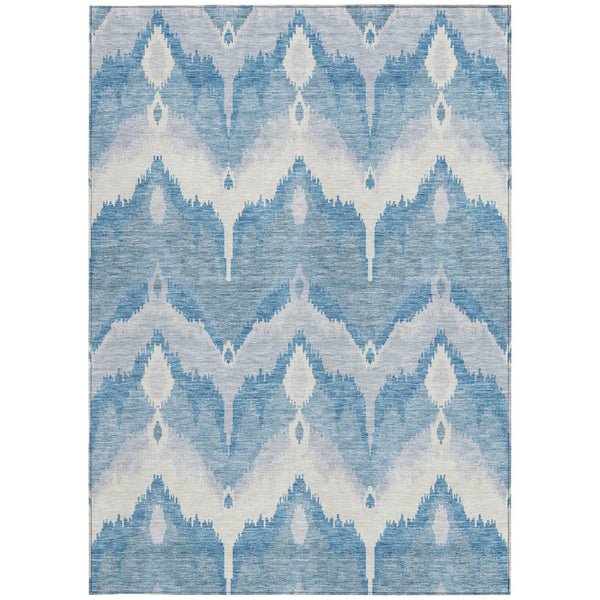 Homeroots 3' Artichoke Green And Beige Ikat Washable Area Rug - Perfect For Indoor And Outdoor Spaces 9' X 12' Polyester 584348
