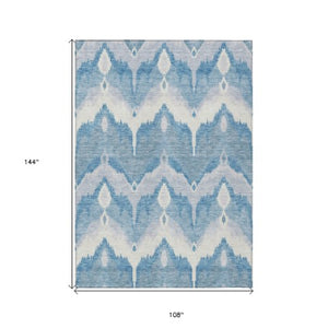 Homeroots 3' Artichoke Green And Beige Ikat Washable Area Rug - Perfect For Indoor And Outdoor Spaces 9' X 12' Polyester 584348