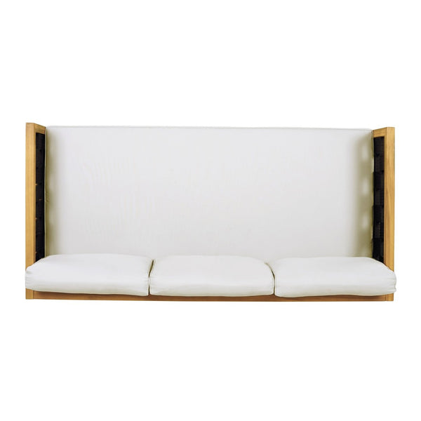 English Elm Luxury Acacia Wood Outdoor Daybed with Black Rope Weave and Grey Cushioned Seating N770P373436L_N770P234486F