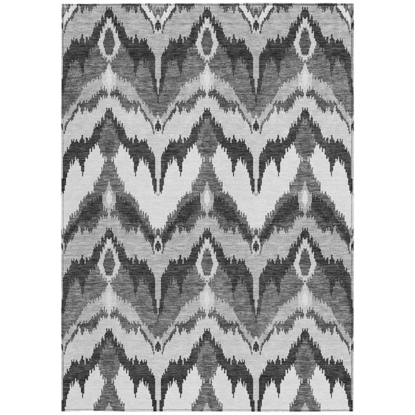 Homeroots 3' Artichoke Green And Beige Ikat Washable Area Rug - Perfect For Indoor And Outdoor Spaces 5' X 8' Polyester 584357