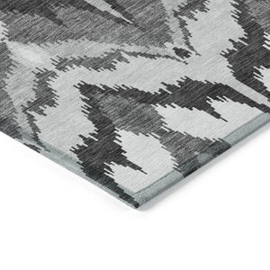 Homeroots 3' Artichoke Green And Beige Ikat Washable Area Rug - Perfect For Indoor And Outdoor Spaces 5' X 8' Polyester 584357