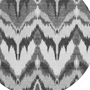 Homeroots 3' Artichoke Green And Beige Ikat Washable Area Rug - Perfect For Indoor And Outdoor Spaces 8' Round Polyester 584358