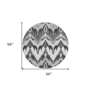 Homeroots 3' Artichoke Green And Beige Ikat Washable Area Rug - Perfect For Indoor And Outdoor Spaces 8' Round Polyester 584358