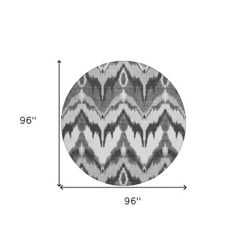 Homeroots 3' Artichoke Green And Beige Ikat Washable Area Rug - Perfect For Indoor And Outdoor Spaces 8' Round Polyester 584358