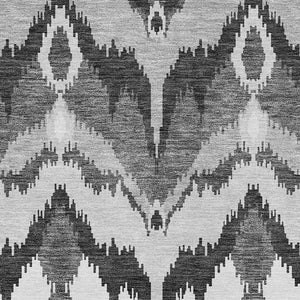 Homeroots 3' Artichoke Green And Beige Ikat Washable Area Rug - Perfect For Indoor And Outdoor Spaces 8' X 10' Polyester 584359