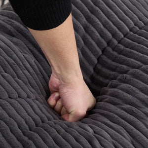 English Elm Big Corduroy Lounger Bean Bag with Ottoman Memory Foam Fill for Living Room Dark Gray W395P435355