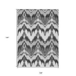 Homeroots 3' Artichoke Green And Beige Ikat Washable Area Rug - Perfect For Indoor And Outdoor Spaces 9' X 12' Polyester 584360