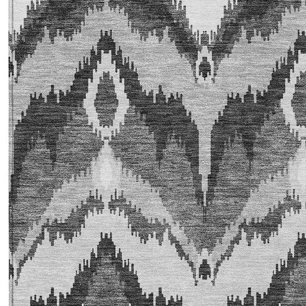 Homeroots 3' Artichoke Green And Beige Ikat Washable Area Rug - Perfect For Indoor And Outdoor Spaces 9' X 12' Polyester 584360