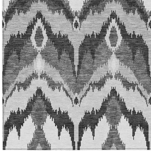 Homeroots 3' Artichoke Green And Beige Ikat Washable Area Rug - Perfect For Indoor And Outdoor Spaces 10' X 14' Polyester 584361