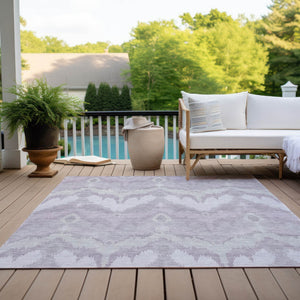Homeroots 3' Artichoke Green And Beige Ikat Washable Area Rug - Perfect For Indoor And Outdoor Spaces 3' X 5' Polyester 584362