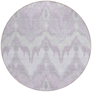 Homeroots 3' Artichoke Green And Beige Ikat Washable Area Rug - Perfect For Indoor And Outdoor Spaces 8' Round Polyester 584364