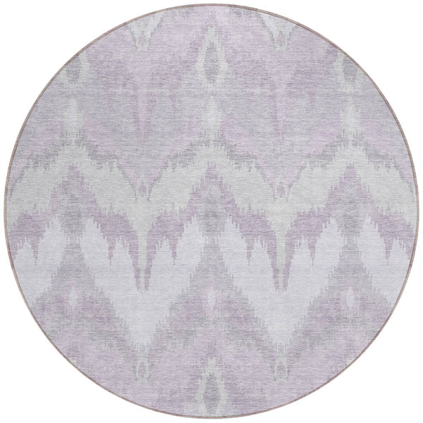 Homeroots 3' Artichoke Green And Beige Ikat Washable Area Rug - Perfect For Indoor And Outdoor Spaces 8' Round Polyester 584364
