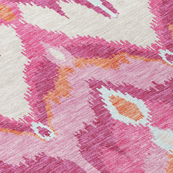 Homeroots 3' Artichoke Green And Beige Ikat Washable Area Rug - Perfect For Indoor And Outdoor Spaces 3' X 5' Polyester 584368