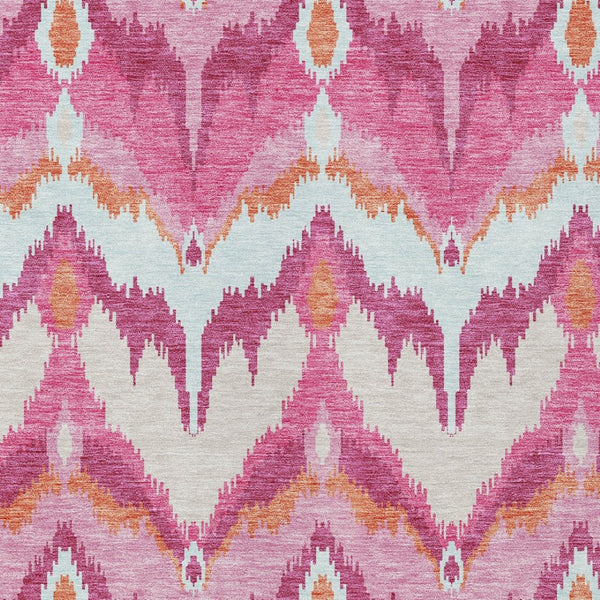 Homeroots 3' Artichoke Green And Beige Ikat Washable Area Rug - Perfect For Indoor And Outdoor Spaces 9' X 12' Polyester 584372