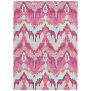 Homeroots 3' Artichoke Green And Beige Ikat Washable Area Rug - Perfect For Indoor And Outdoor Spaces 10' X 14' Polyester 584373