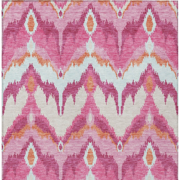 Homeroots 3' Artichoke Green And Beige Ikat Washable Area Rug - Perfect For Indoor And Outdoor Spaces 10' X 14' Polyester 584373