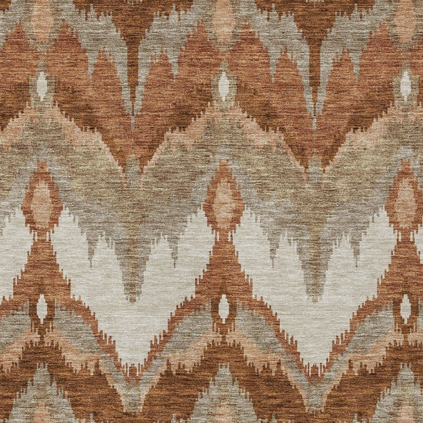 Homeroots 3' Artichoke Green And Beige Ikat Washable Area Rug - Perfect For Indoor And Outdoor Spaces 3' X 5' Polyester 584374