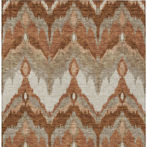 Homeroots 3' Artichoke Green And Beige Ikat Washable Area Rug - Perfect For Indoor And Outdoor Spaces 5' X 8' Polyester 584375