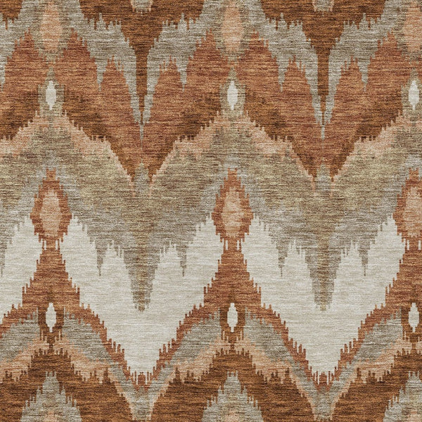 Homeroots 3' Artichoke Green And Beige Ikat Washable Area Rug - Perfect For Indoor And Outdoor Spaces 5' X 8' Polyester 584375