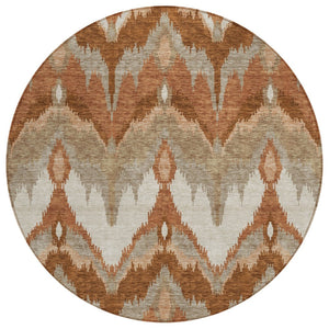 HomeRoots 5' Vibrant Ikat Washable Area Rug – Stylish Indoor/Outdoor Décor for Living Spaces and Patios 8' Round 584376