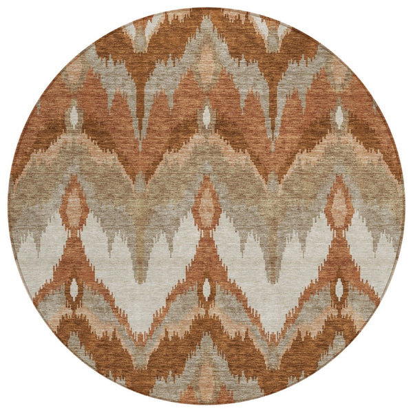 HomeRoots 5' Vibrant Ikat Washable Area Rug – Stylish Indoor/Outdoor Décor for Living Spaces and Patios 8' Round 584376