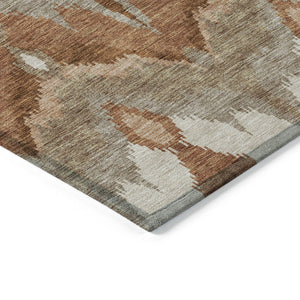 Homeroots 3' Artichoke Green And Beige Ikat Washable Area Rug - Perfect For Indoor And Outdoor Spaces 8' Round Polyester 584376