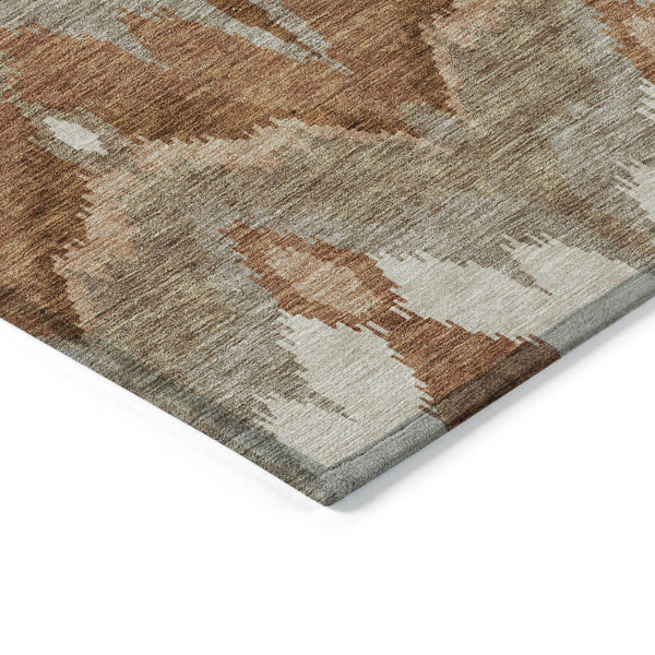 Homeroots 3' Artichoke Green And Beige Ikat Washable Area Rug - Perfect For Indoor And Outdoor Spaces 8' Round Polyester 584376