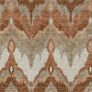 Homeroots 3' Artichoke Green And Beige Ikat Washable Area Rug - Perfect For Indoor And Outdoor Spaces 8' X 10' Polyester 584377