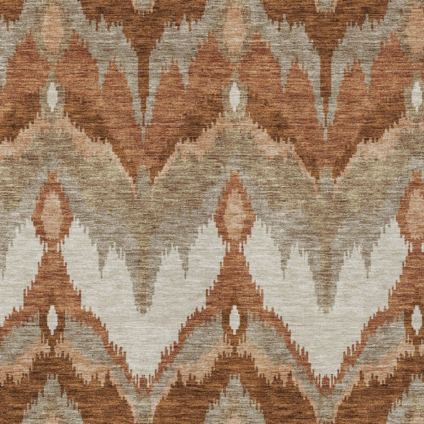 Homeroots 3' Artichoke Green And Beige Ikat Washable Area Rug - Perfect For Indoor And Outdoor Spaces 8' X 10' Polyester 584377